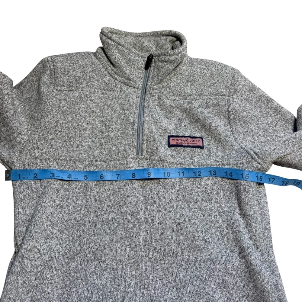 Vineyard Vines Boys Gray Sweater‎ Fleece Quarter Zip Pullover Size Medium